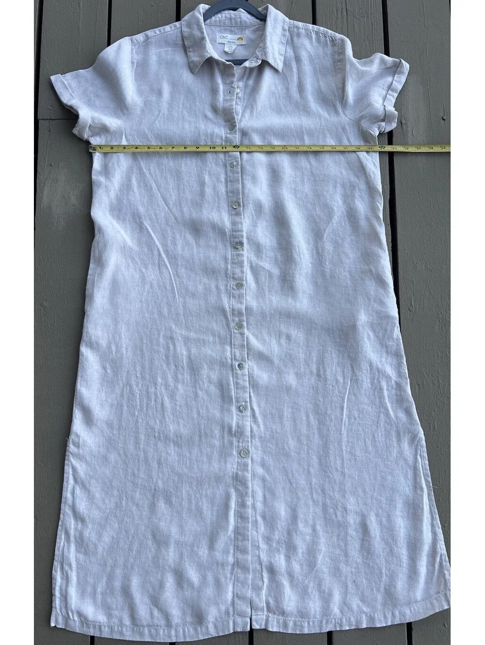 C & C California 100% Linen Button Front Beige Midi Dress Women’s Size XL